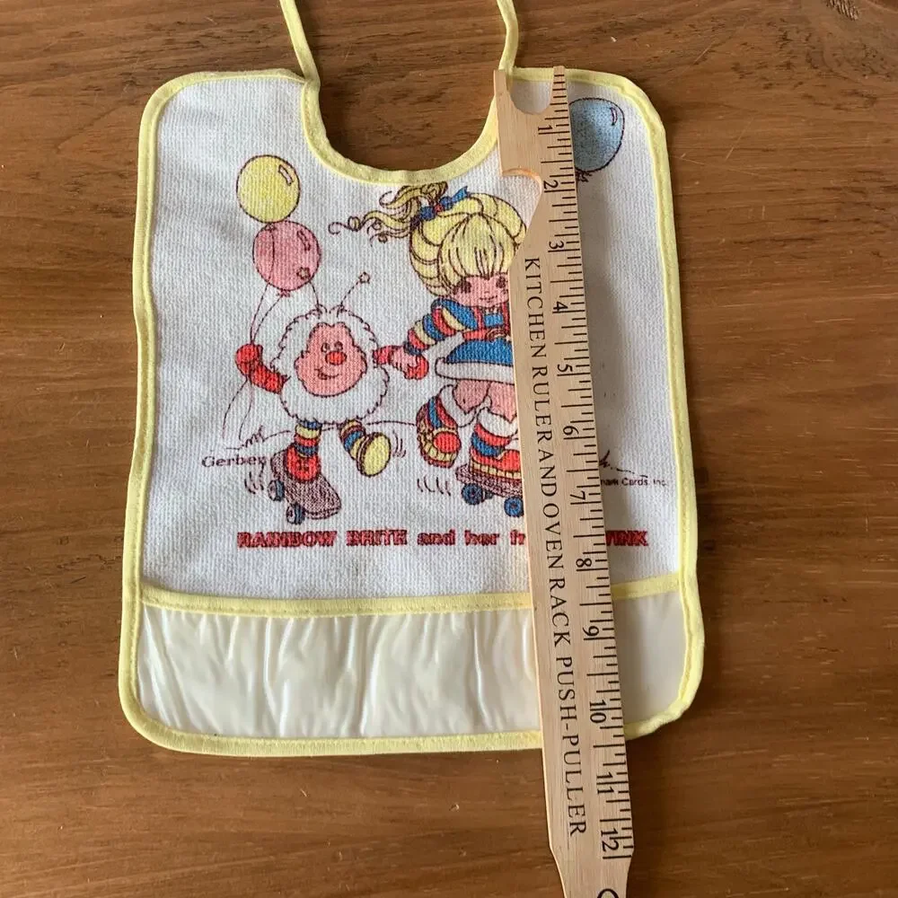 RAINBOW BRITE & TWINK Gerber Bib Vintage Terry Pocketed Toddler 1983 USA READ